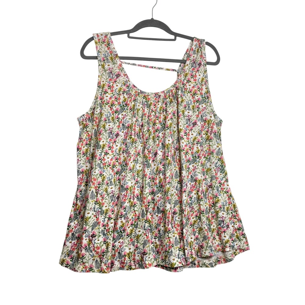 Natural Life Small Free Spirit Tank Top Floral Swing Cottagecore Boho Cotton